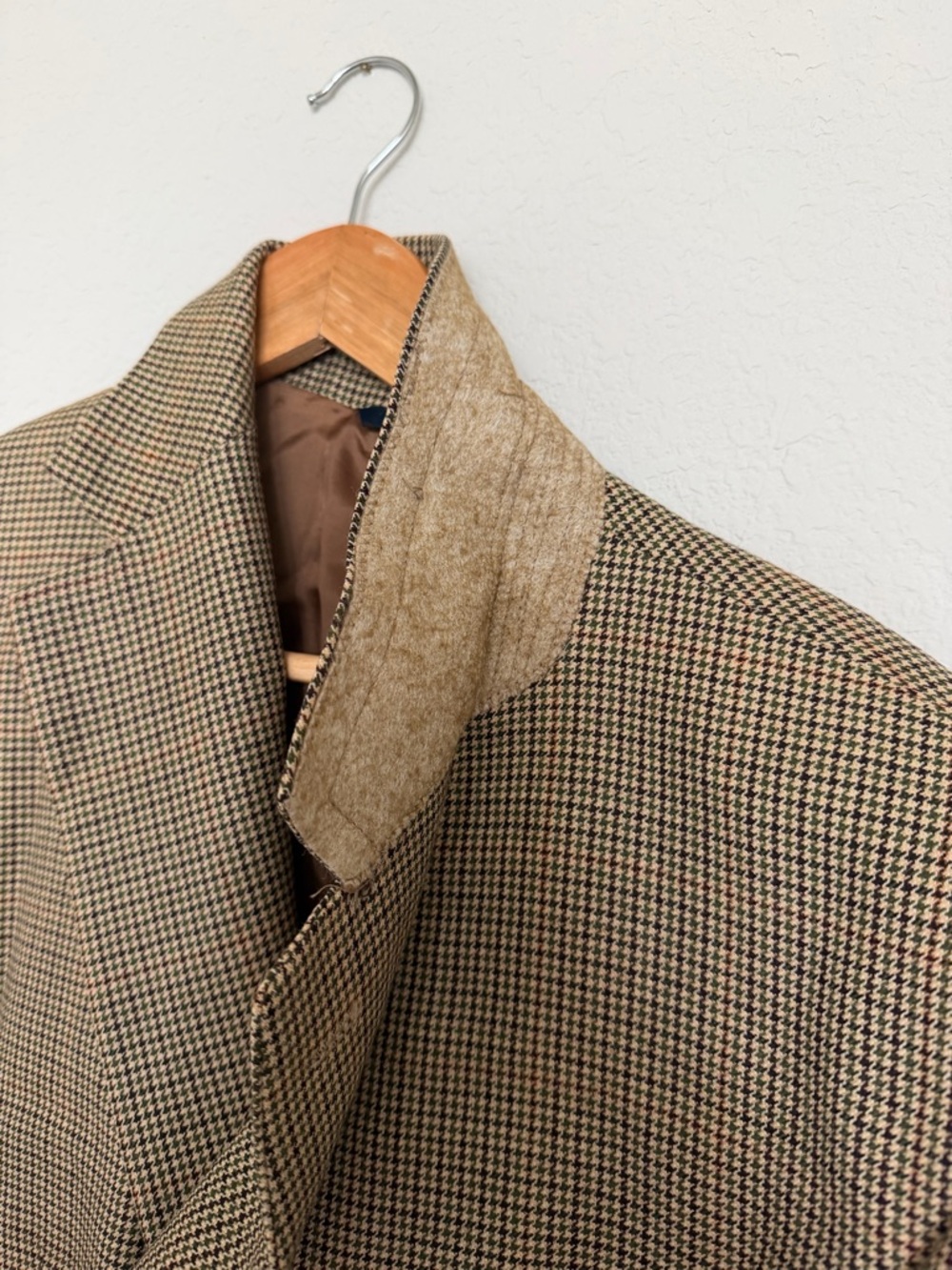 Brooks Brothers Blazer Mens Size 44L Brown Gingham Houndstooth Sports Coat Italy - Picture 4 of 15